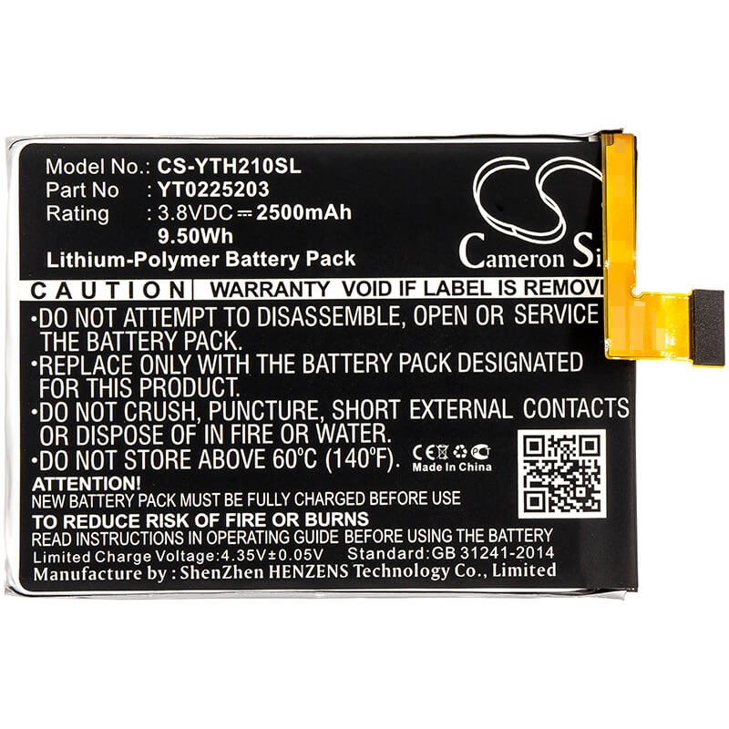 3.8V, 2500mAh, Li-Polymer Battery fits Yota, Yotaphone 2, 9.5Wh