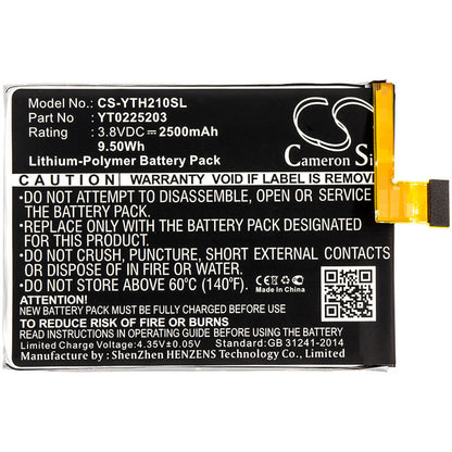 3.8V, 2500mAh, Li-Polymer Battery fits Yota, Yotaphone 2, 9.5Wh