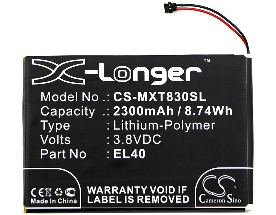 3.8V, 2300mAh, Li-Polymer Battery fits Motorola, Moto E Xt1019, Xt1019, 8.74Wh