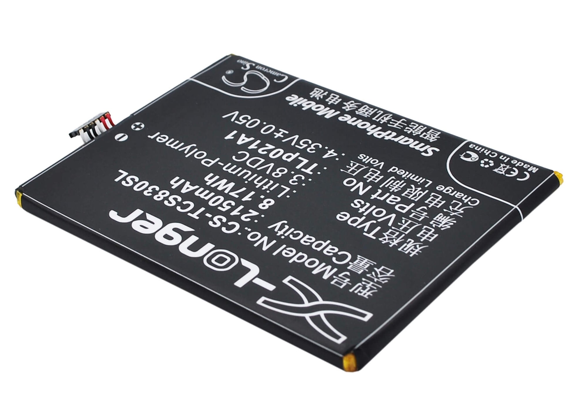 3.8V, 2150mAh, Li-Polymer Battery fits Tcl, S830u, S838m, 8.17Wh