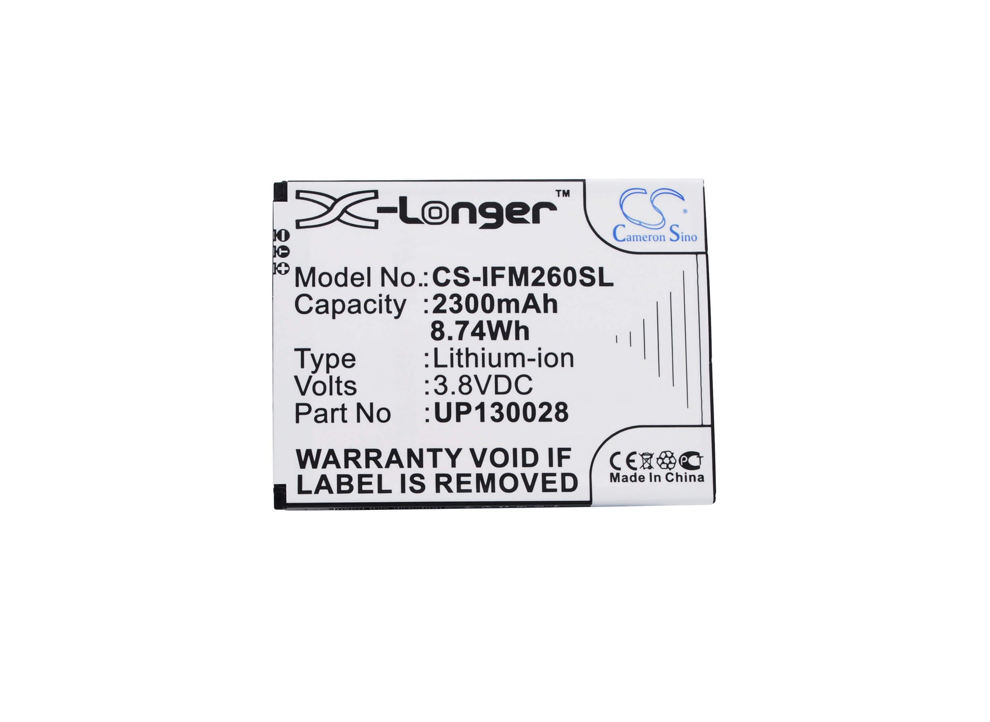 3.8V, 2300mAh, Li-ion Battery fits Infocus, In260, In310, 8.74Wh