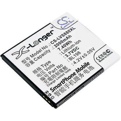 3.7V, 2000mAh, Li-ion Battery fits Lenovo, A830, A850, 7.4Wh