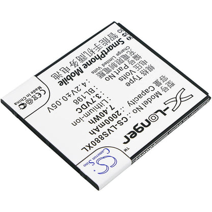 3.7V, 2000mAh, Li-ion Battery fits Lenovo, A830, A850, 7.4Wh
