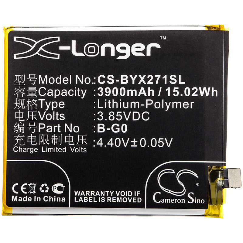3.85V, 3900mAh, Li-Polymer Battery fits Bbk, V1829a, V1829t, 15.015Wh
