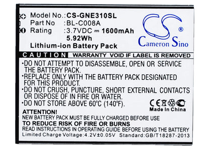 3.7V, 1600mAh, Li-ion Battery fits Fly, Iq4410, 5.92Wh