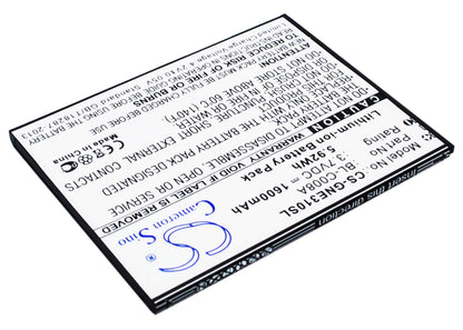 3.7V, 1600mAh, Li-ion Battery fits Fly, Iq4410, 5.92Wh