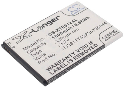 3.7V, 1800mAh, Li-ion Battery fits At&t, Compel, Compel 4g, 6.66Wh