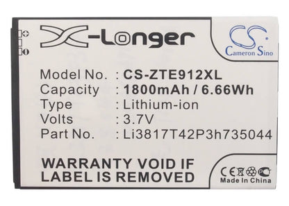 3.7V, 1800mAh, Li-ion Battery fits At&t, Compel, Compel 4g, 6.66Wh