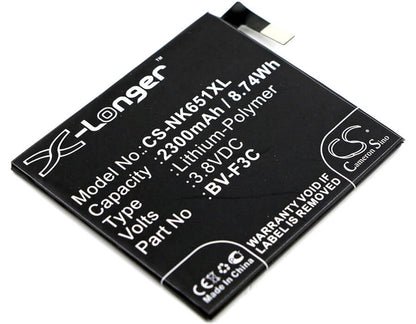 3.8V, 2300mAh, Li-Polymer Battery fits Microsoft, Lumia 650 Xl, 8.74Wh