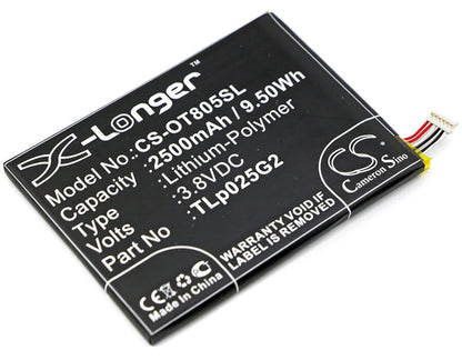 3.8V, 2500mAh, Li-Polymer Battery fits Alcatel, One Touch Pixi 3 8" 3g, One Touch Pixi 4 6.0, 9.5Wh