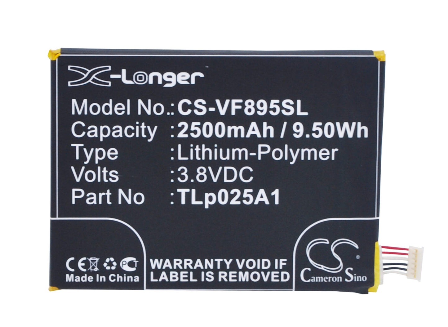 3.8V, 2500mAh, Li-Polymer Battery fits Vodafone, Smart Prime 6, Vf-895, 9.5Wh