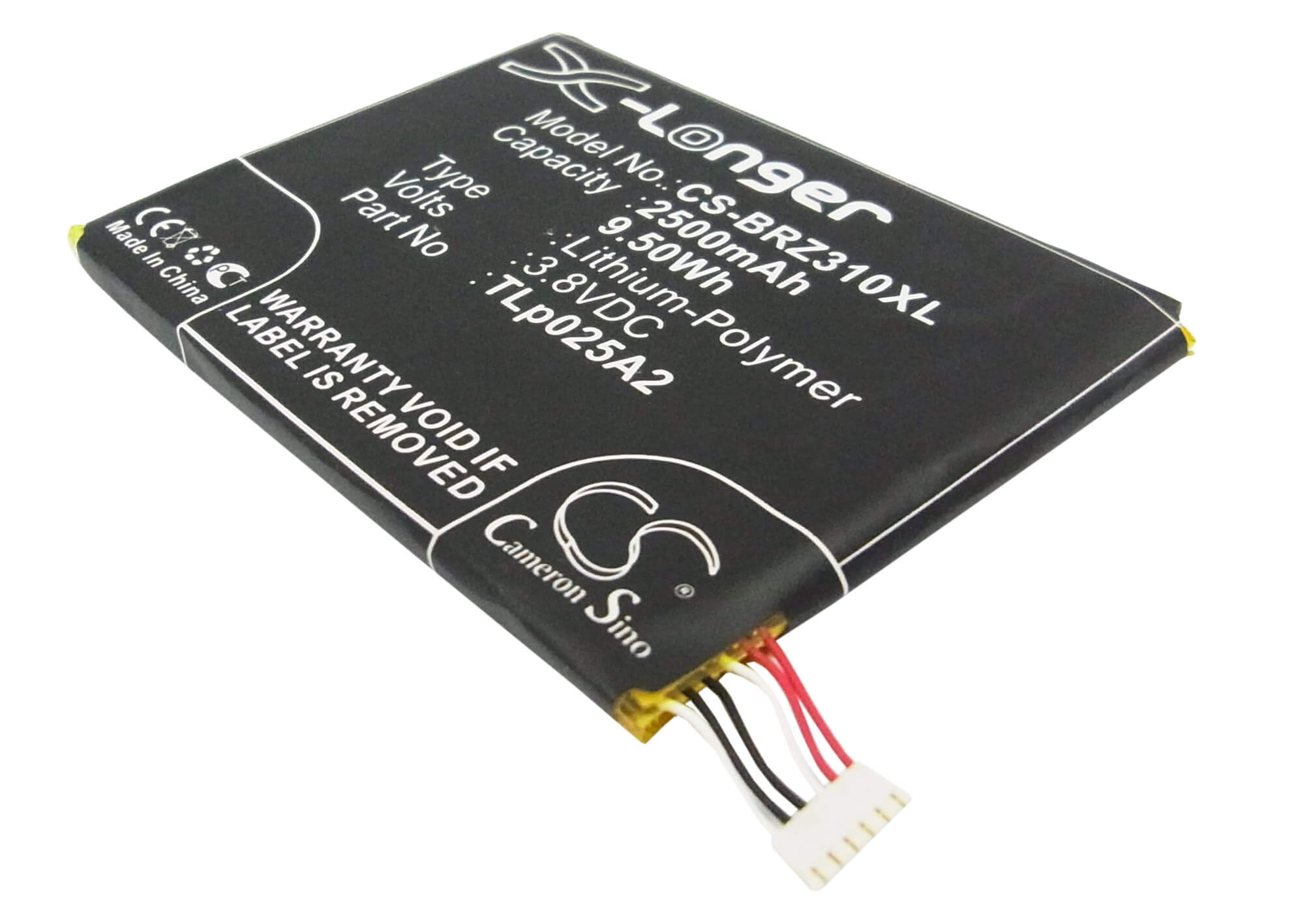 3.8V, 2500mAh, Li-Polymer Battery fits Blackberry, Stj100-1, Z3, 9.5Wh