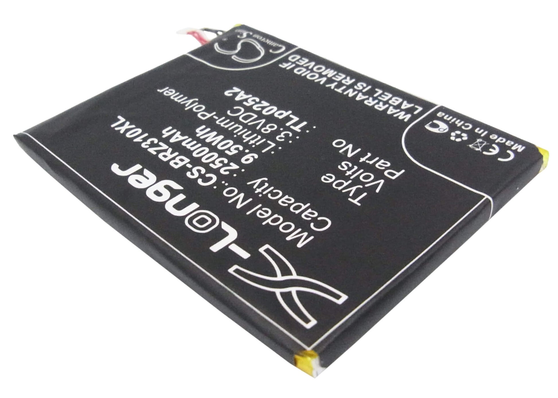3.8V, 2500mAh, Li-Polymer Battery fits Blackberry, Stj100-1, Z3, 9.5Wh
