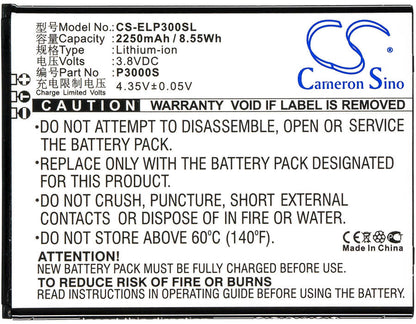 3.8V, 2250mAh, Li-ion Battery fits Elephone, P3000, P3000s, 8.55Wh