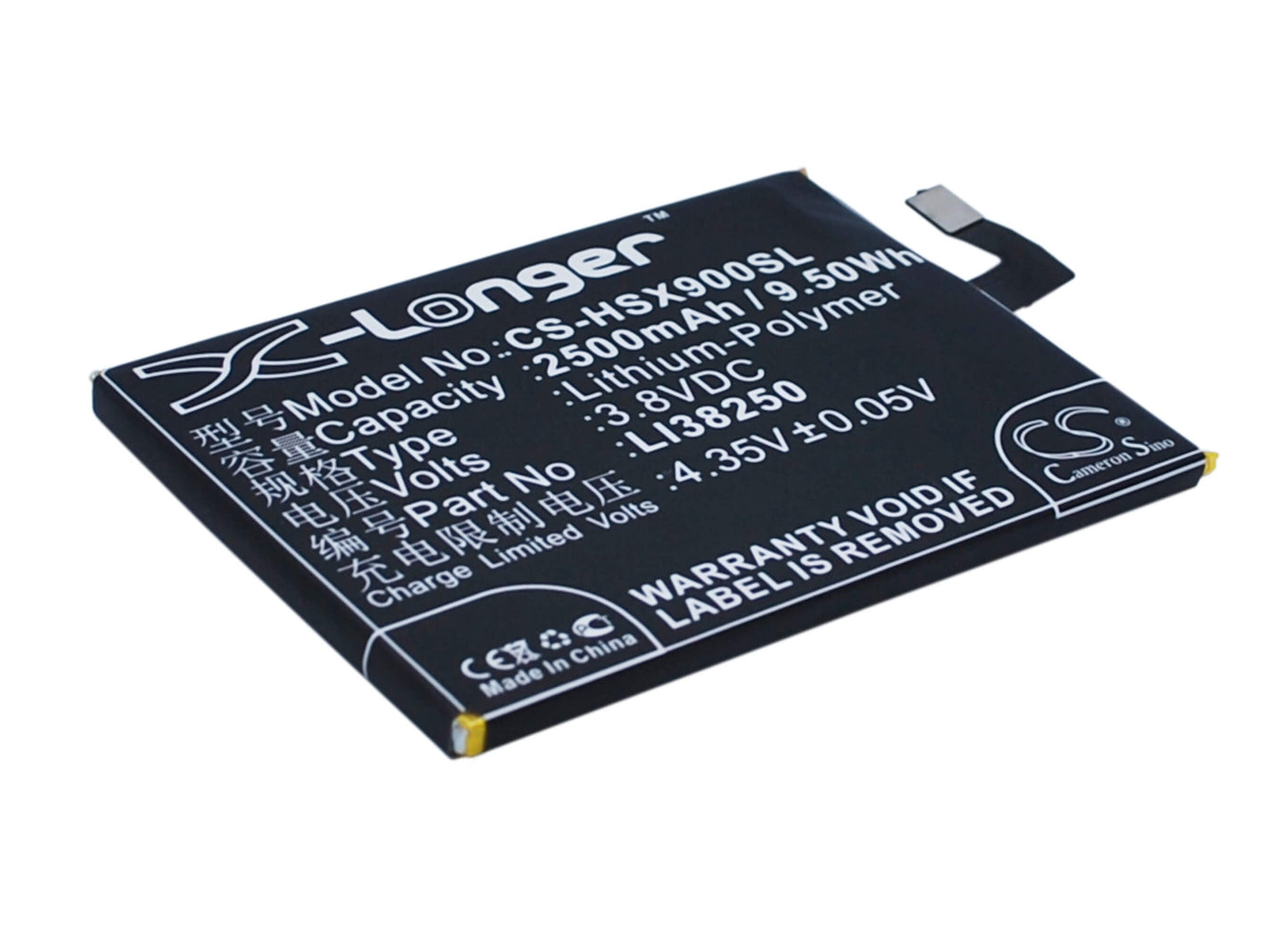 3.8V, 2500mAh, Li-Polymer Battery fits Hisense, Hs-x5t, X5t, 9.5Wh