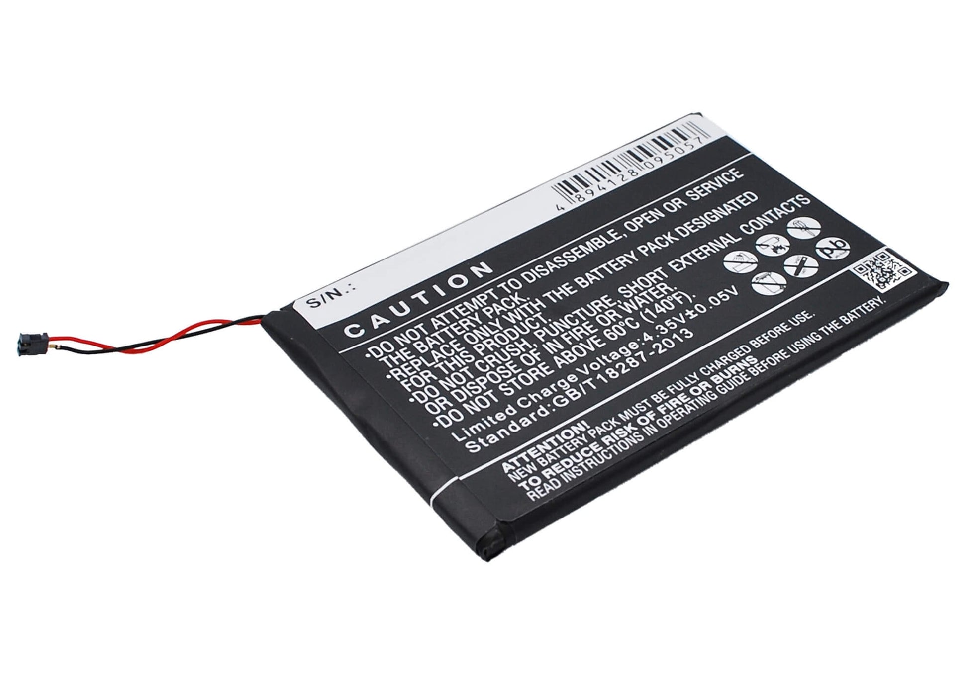 3.8V, 1980mAh, Li-Polymer Battery fits Motorola, Moto E, Moto E Dual Tv, 7.524Wh