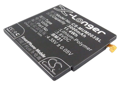 3.8V, 3000mAh, Li-Polymer Battery fits Xiaomi, 3, M3, 11.4Wh