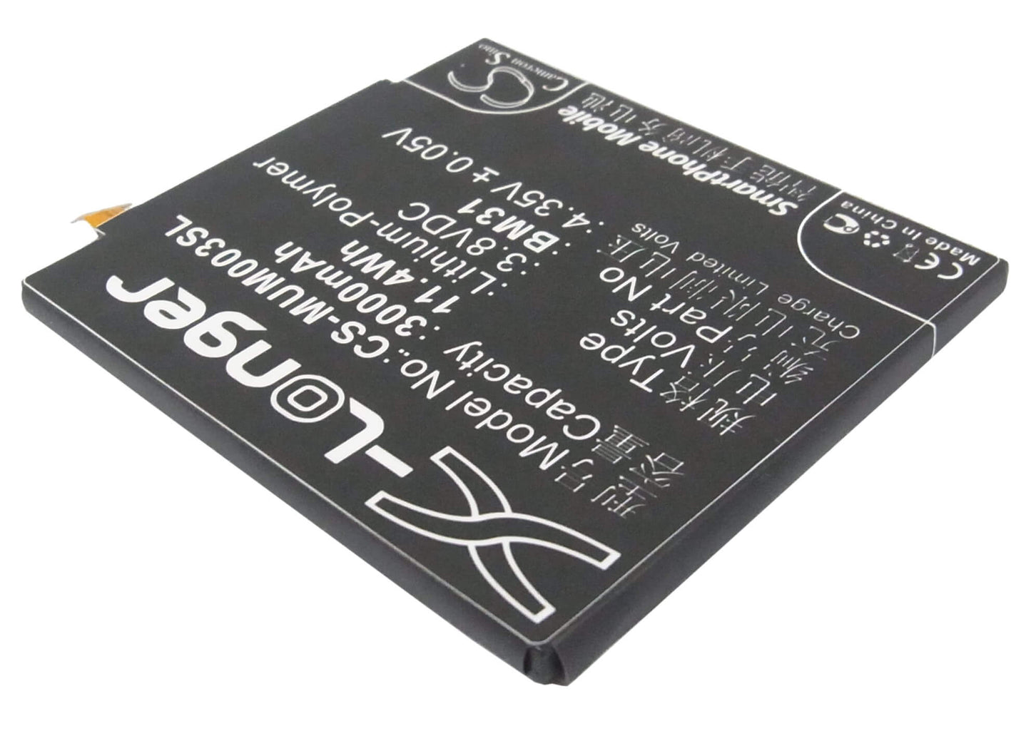 3.8V, 3000mAh, Li-Polymer Battery fits Xiaomi, 3, M3, 11.4Wh
