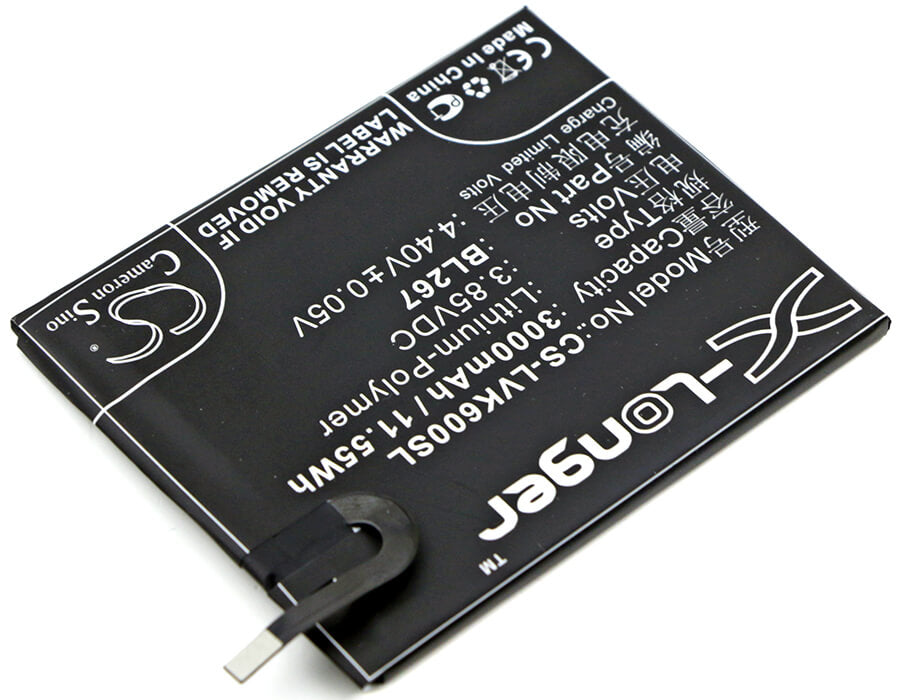 3.85V, 3000mAh, Li-Polymer Battery fits Lenovo, Vibe K6, 11.55Wh