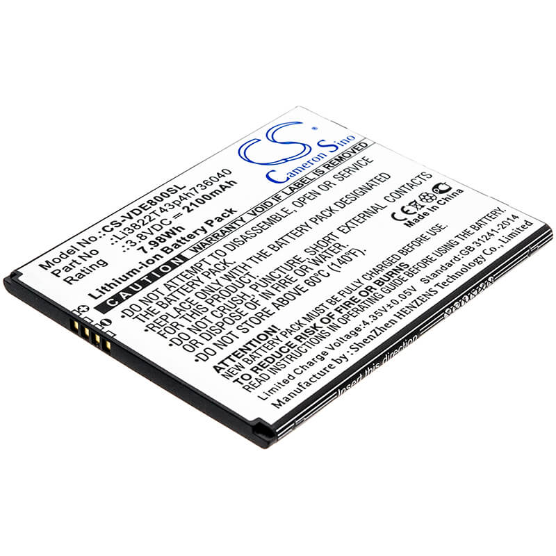3.8V, 2100mAh, Li-ion Battery fits Vodafone, Smart E8, Vfd511, 7.98Wh