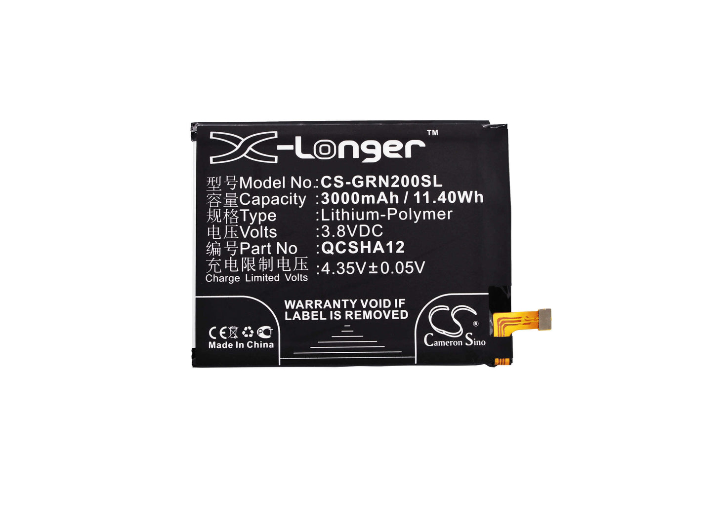 3.8V, 3000mAh, Li-Polymer Battery fits Green Orange, Jl610, N2, 11.4Wh