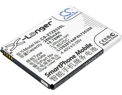 3.85V, 2800mAh, Li-ion Battery fits Zte, Avid Trio, Q802t, 10.78Wh