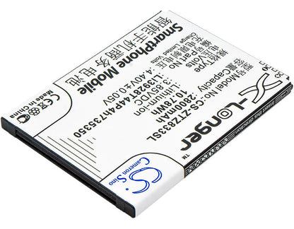 3.85V, 2800mAh, Li-ion Battery fits Zte, Avid Trio, Q802t, 10.78Wh