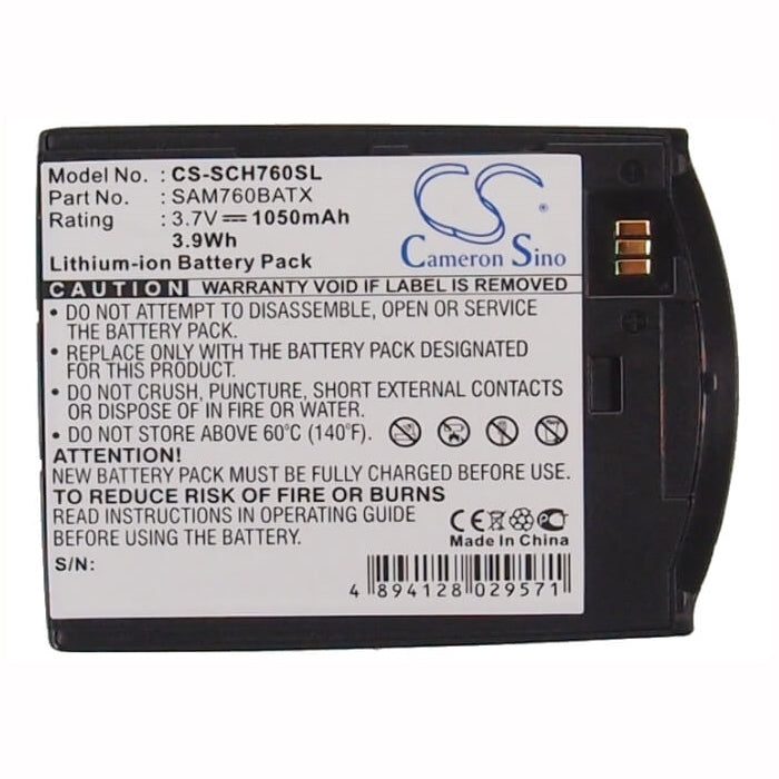 3.7V, 1050mAh, Li-ion Battery fits Verizon, Sch-i760, 3.885Wh