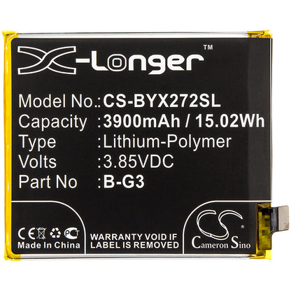 3.85V, 3900mAh, Li-Polymer Battery fits Vivo, V1836, V1836t, 15.015Wh