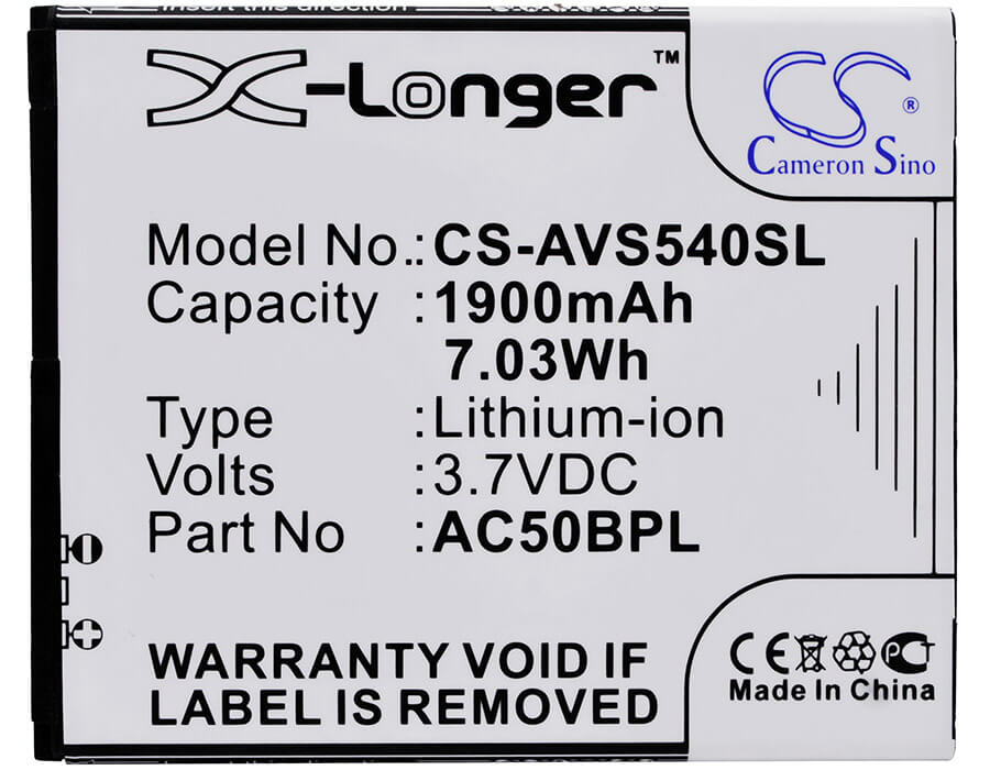 3.7V, 1900mAh, Li-ion Battery fits Archos, 50b Platinum, 7.03Wh