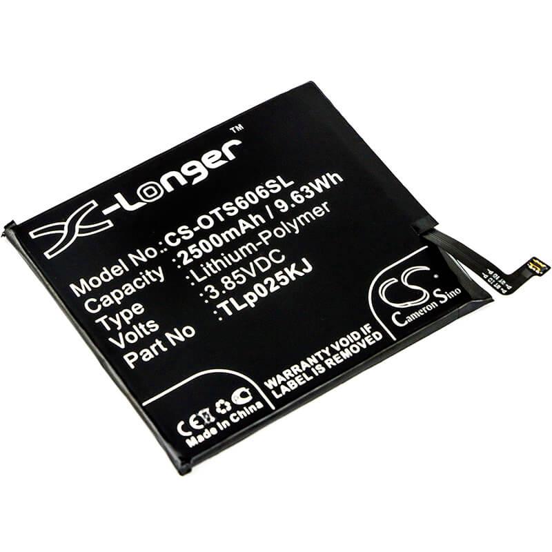 3.85V, 2500mAh, Li-Polymer Battery fits Alcatel, One Touch Idol 5s, One Touch Idol 5s Lte, 9.625Wh