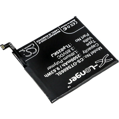 3.85V, 2500mAh, Li-Polymer Battery fits Alcatel, One Touch Idol 5s, One Touch Idol 5s Lte, 9.625Wh