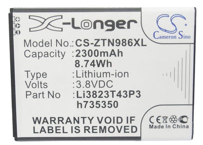 Mobile, Smartphone 3.8V, 2300mAh, Li-ion Battery fits Tegra, 4, 8.74Wh