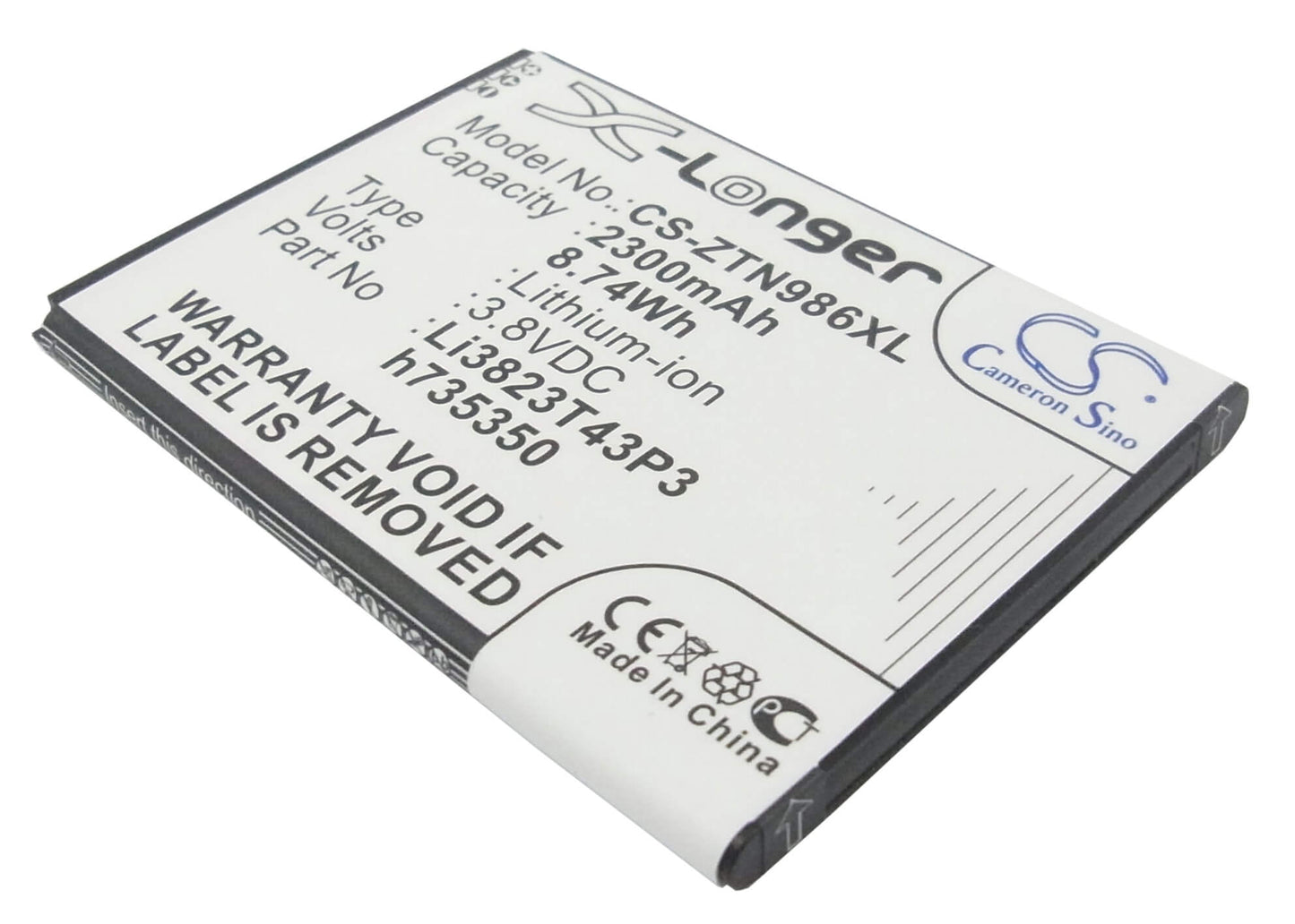 Mobile, Smartphone 3.8V, 2300mAh, Li-ion Battery fits Boostmobile, N9515, Warp Sync, 8.74Wh