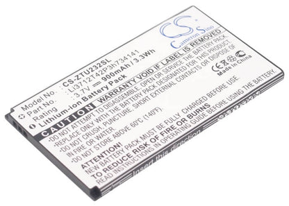 3.7V, 900mAh, Li-ion Battery fits Zte, N960, U236, 3.33Wh