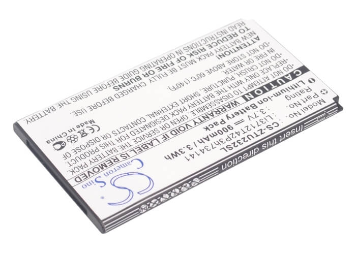 3.7V, 900mAh, Li-ion Battery fits Zte, N960, U236, 3.33Wh