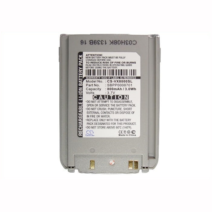 3.7V, 800mAh, Li-ion Battery fits Lg, Vx8000, Vx-8000, 2.96Wh