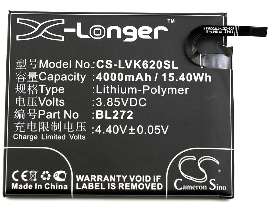 3.85V, 4000mAh, Li-Polymer Battery fits Lenovo, K33a42, Vibe K6 Power, 15.4Wh