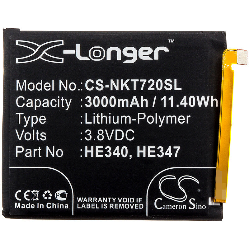 3.8V, 3000mAh, Li-Polymer Battery fits Nokia, 7.1, Ta-1041, 11.4Wh