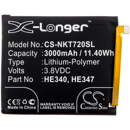 3.8V, 3000mAh, Li-Polymer Battery fits Nokia, 7.1, Ta-1041, 11.4Wh
