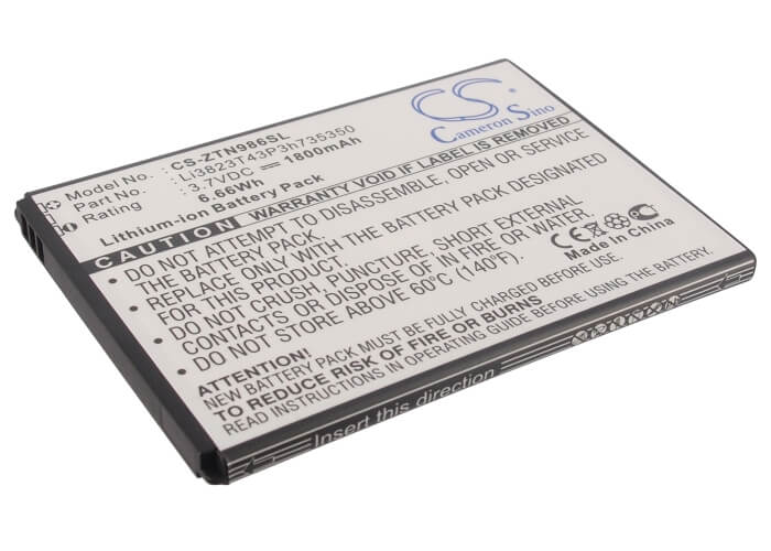 Mobile, Smartphone 3.7V, 1800mAh, Li-ion Battery fits Allstar, Straight Talk, Z818g, 6.66Wh