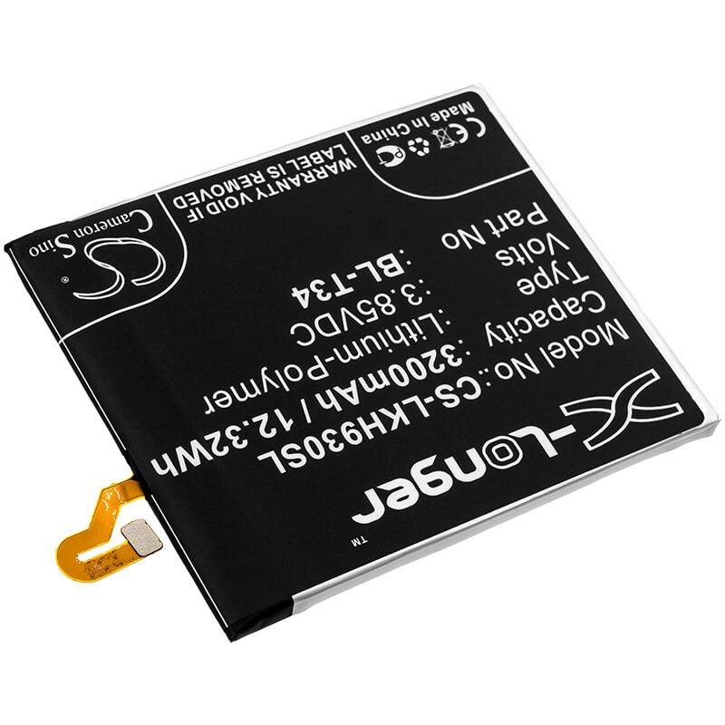 3.85V, 3200mAh, Li-Polymer Battery fits Lg, As998, H930, 12.32Wh