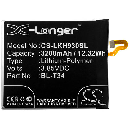 3.85V, 3200mAh, Li-Polymer Battery fits Lg, As998, H930, 12.32Wh