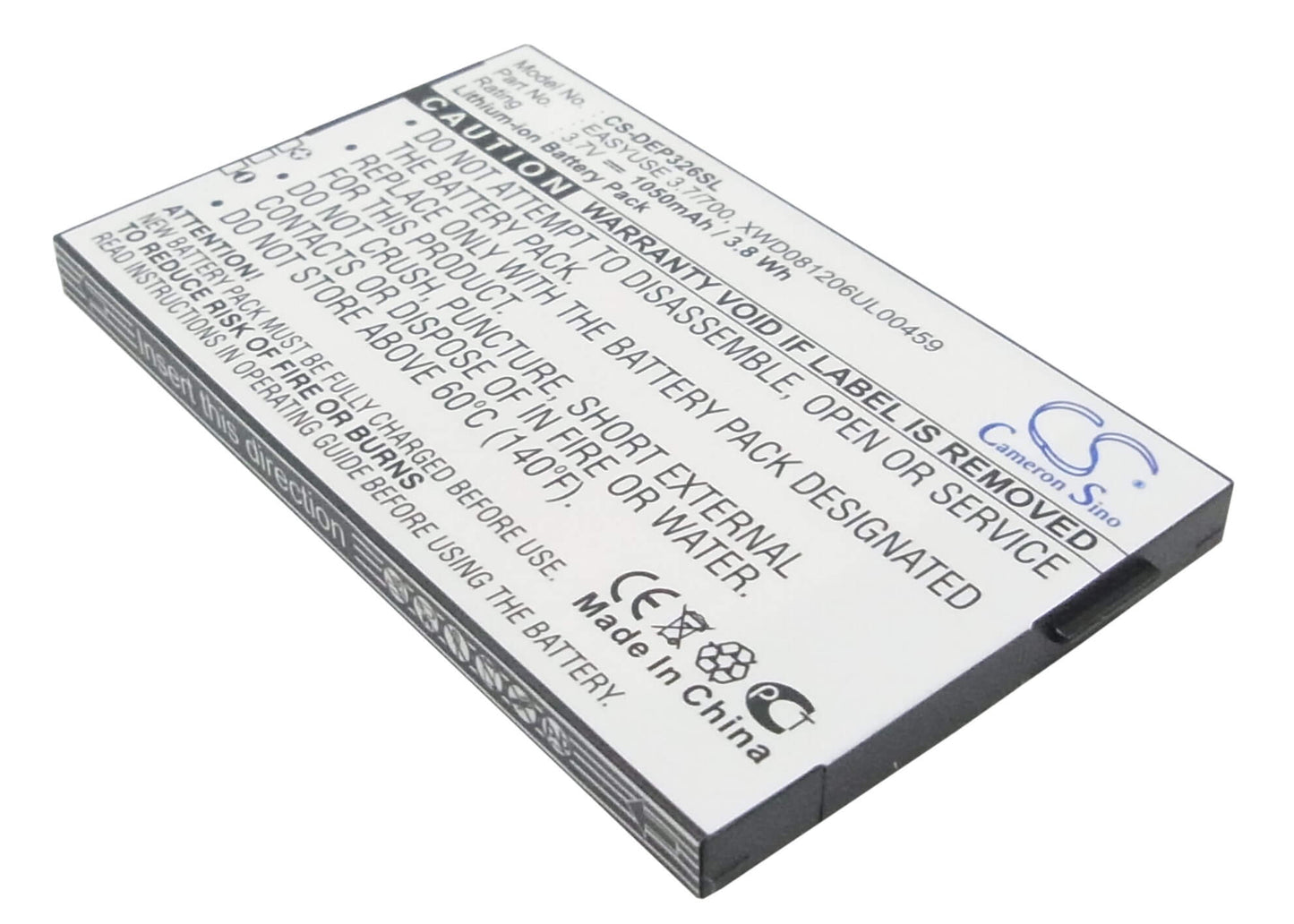 3.7V, 1050mAh, Li-ion Battery fits Doro, Handleplus 326i, Phoneeasy 326, 3.885Wh