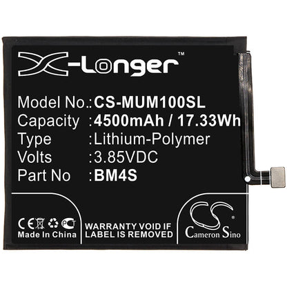 3.85V, 4500mAh, Li-Polymer Battery fits Xiaomi, M2004j7ac, Redmi 10x, 17.325Wh
