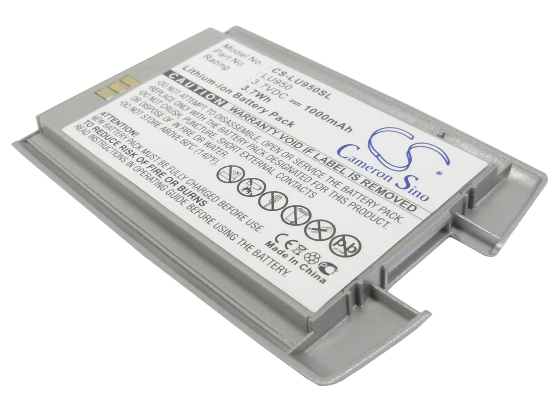 3.7V, 1000mAh, Li-ion Battery fits Lg, Ku950, Ku-950, 3.7Wh