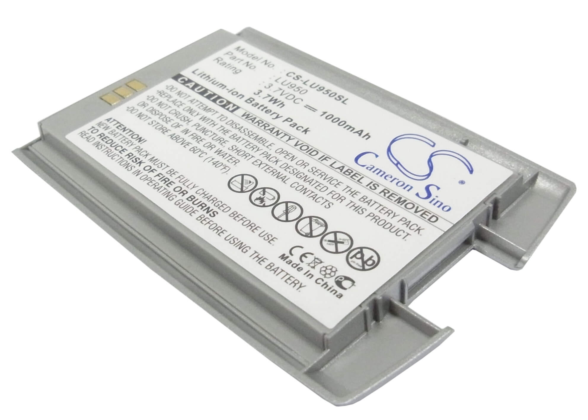 3.7V, 1000mAh, Li-ion Battery fits Lg, Ku950, Ku-950, 3.7Wh