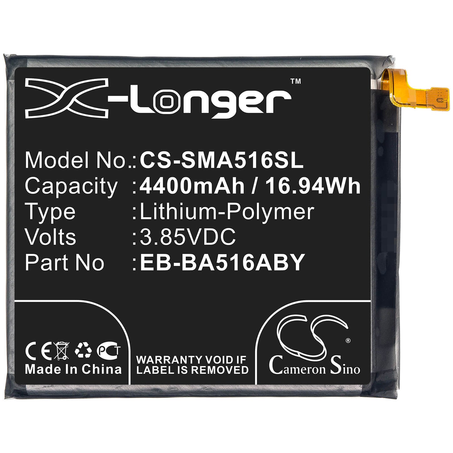 3.85V, 4400mAh, Li-Polymer Battery fits Samsung, Galaxy A51 5g, Galaxy A51 Uw 5g, 16.94Wh