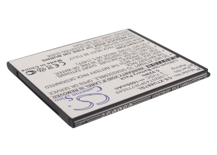 3.7V, 1600mAh, Li-ion Battery fits Zte, U887, 5.92Wh