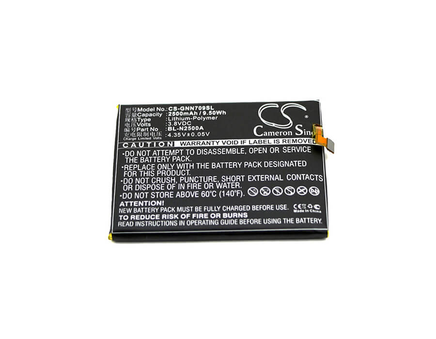 3.8V, 2500mAh, Li-Polymer Battery fits Gionee, Gn709l, Gn709t/w, 9.5Wh